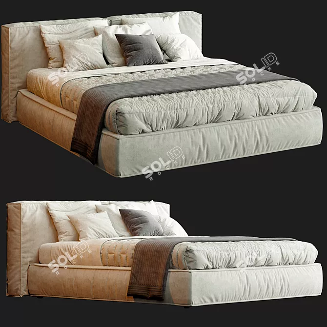 LuxiSleep Flann Bed: Soft, Plush Comfort 3D model image 1