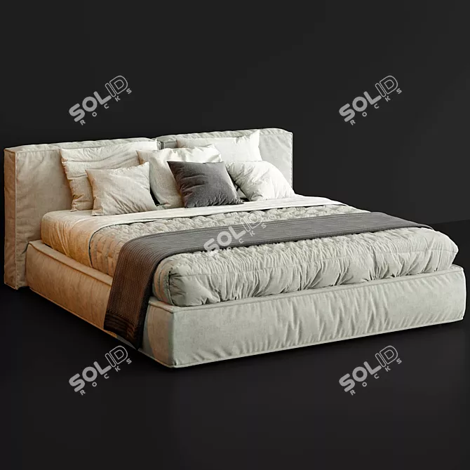 LuxiSleep Flann Bed: Soft, Plush Comfort 3D model image 2