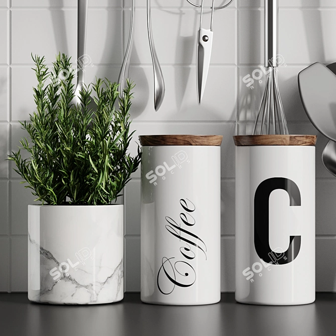 Modern Kitchen Decor Set 3D model image 3