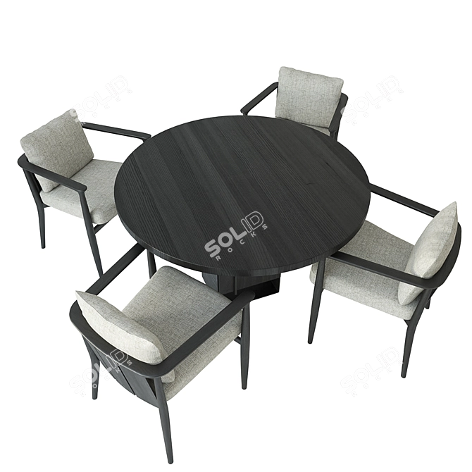 Elegant Kitale Table with Arne Chair Set 3D model image 4
