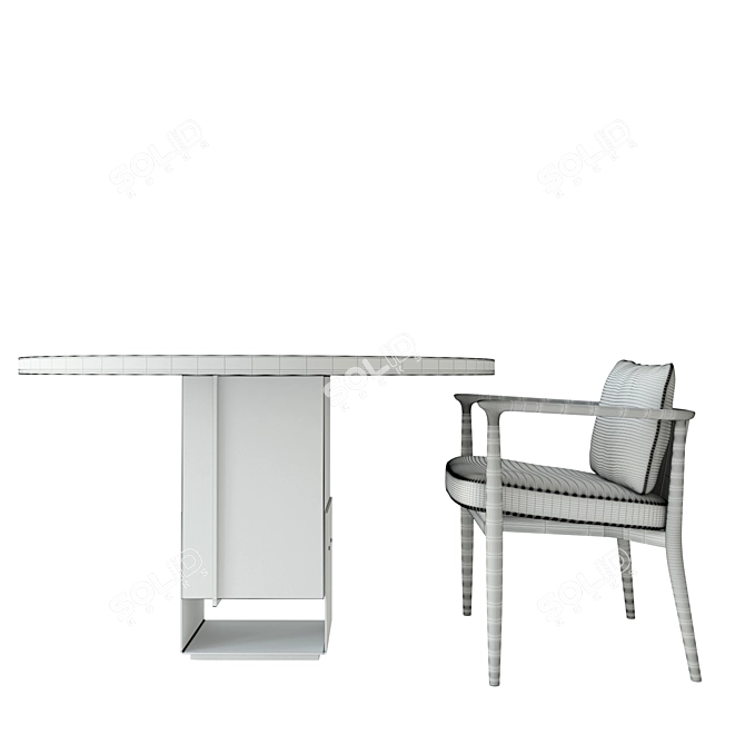 Elegant Kitale Table with Arne Chair Set 3D model image 5