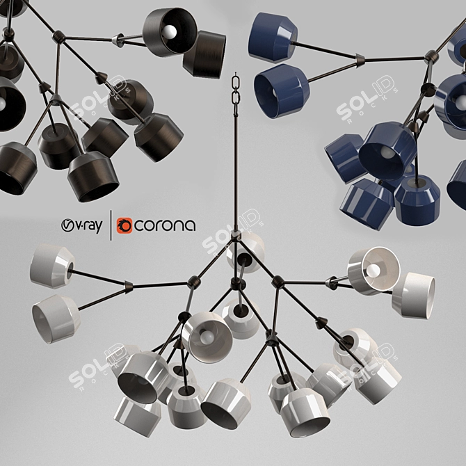 Elegant Forchette 18 Chandelier 3D model image 1