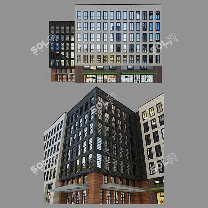 Brigade Building: Versatile Wood, Metal, Glass, and Stone Structure 3D model image 2