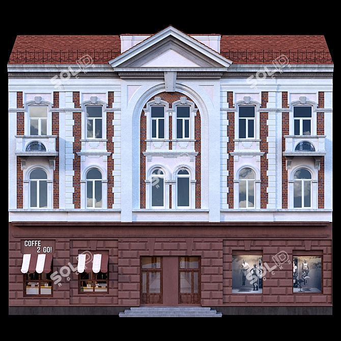 European 18th Century Building Facade 3D model image 1