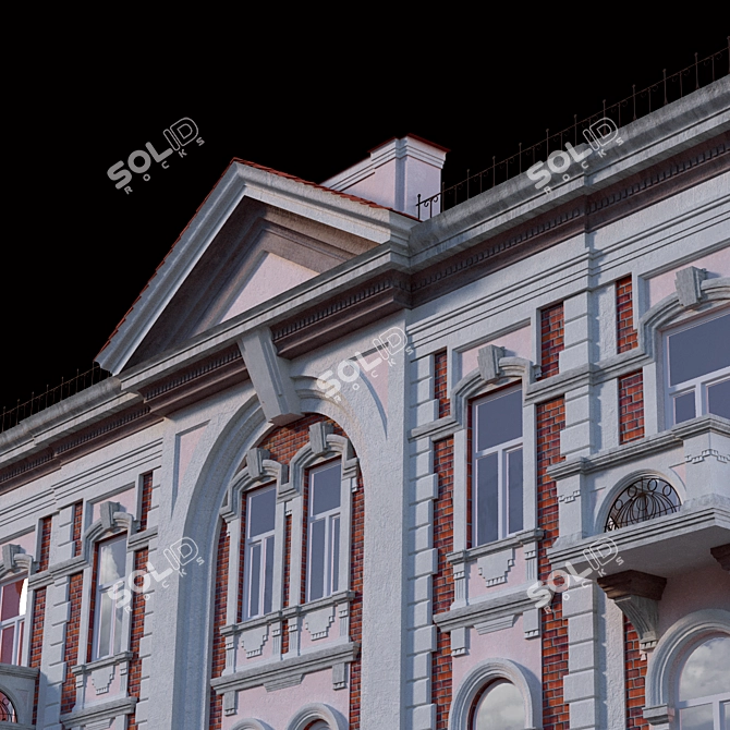 European 18th Century Building Facade 3D model image 2