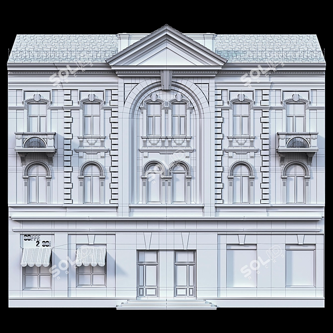 European 18th Century Building Facade 3D model image 3