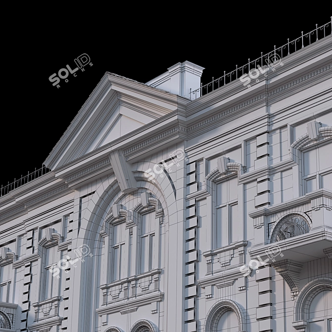 European 18th Century Building Facade 3D model image 4