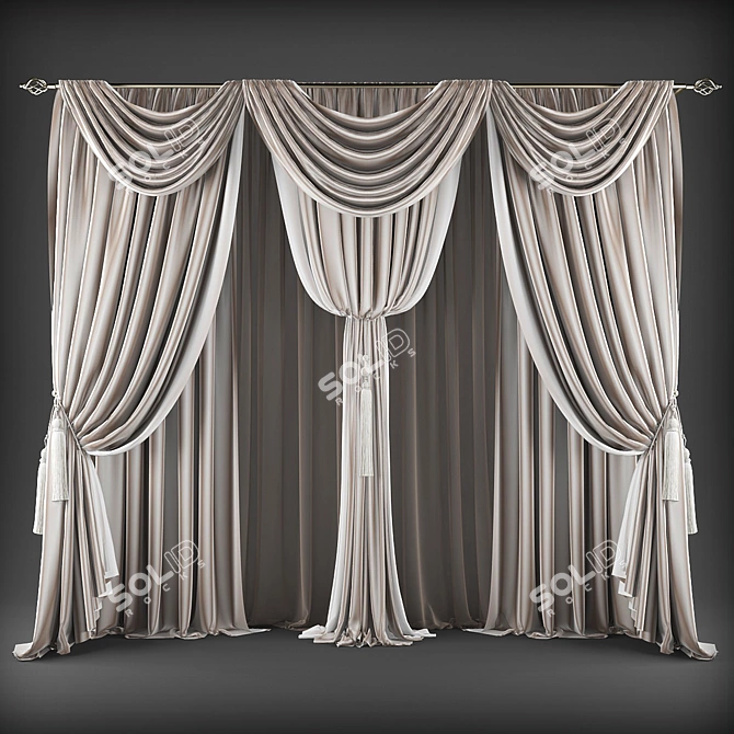 Modern Geometric Design Curtains 3D model image 1