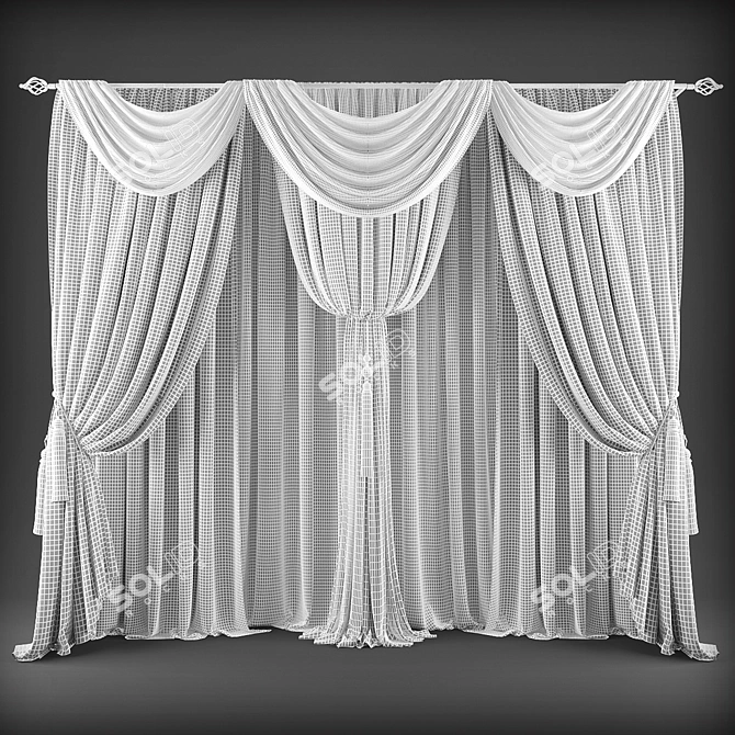 Modern Geometric Design Curtains 3D model image 2