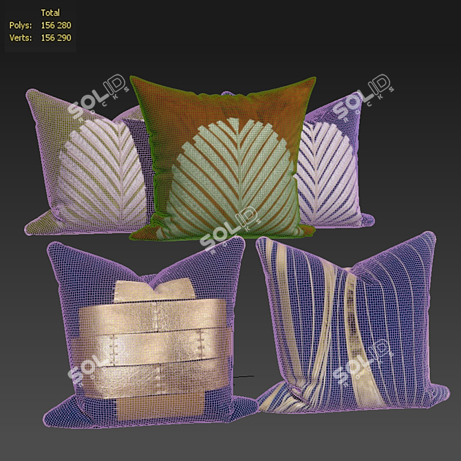 Elegant Pillow Set: 5 Decorative Pillows 3D model image 3