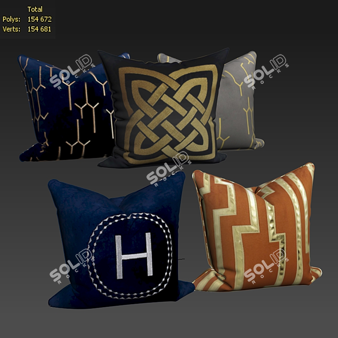 Decorative Pillow Set - Elegant Home Accent 3D model image 2