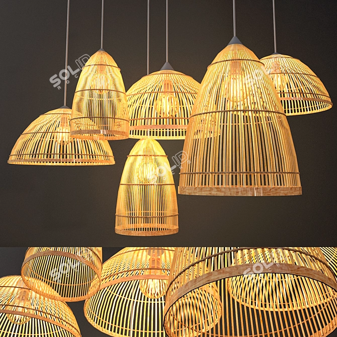  Rattan Lights Set: Stylish and Versatile 3D model image 1