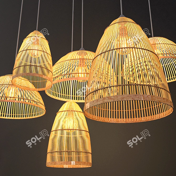  Rattan Lights Set: Stylish and Versatile 3D model image 2