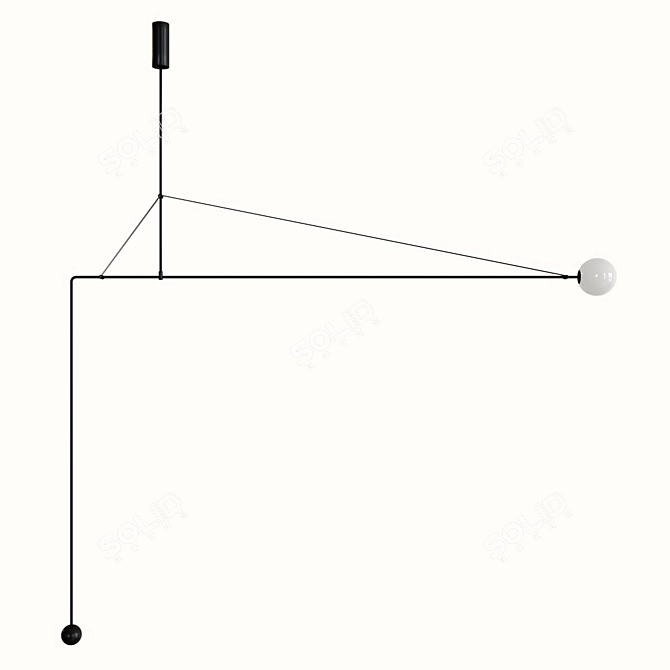 Elegant Metal Glass LINES Lamp 3D model image 4