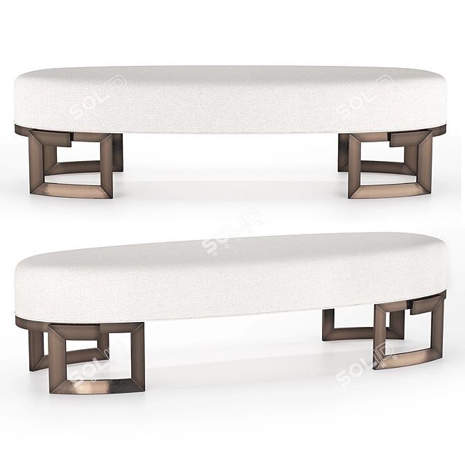 Mahogany Solid Bench 3D model image 1