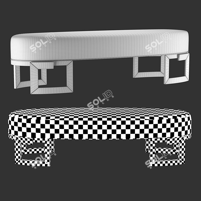 Mahogany Solid Bench 3D model image 2