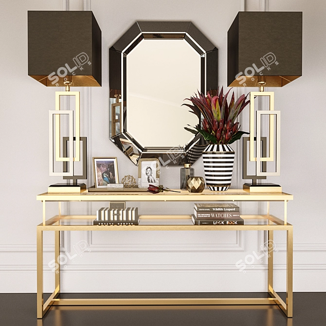 Elegant Gold Harvey Console: Perfect for Glamorous Spaces 3D model image 1