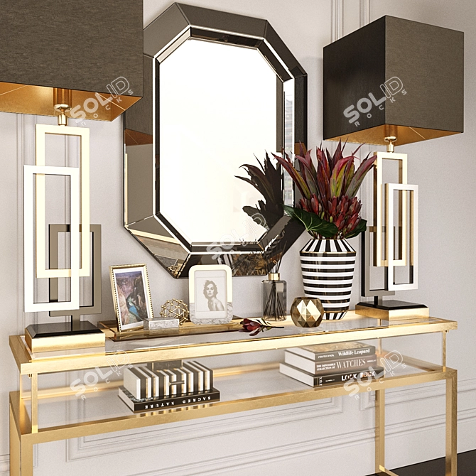 Elegant Gold Harvey Console: Perfect for Glamorous Spaces 3D model image 2