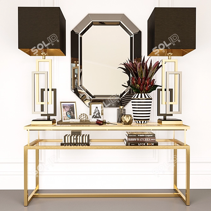 Elegant Gold Harvey Console: Perfect for Glamorous Spaces 3D model image 4