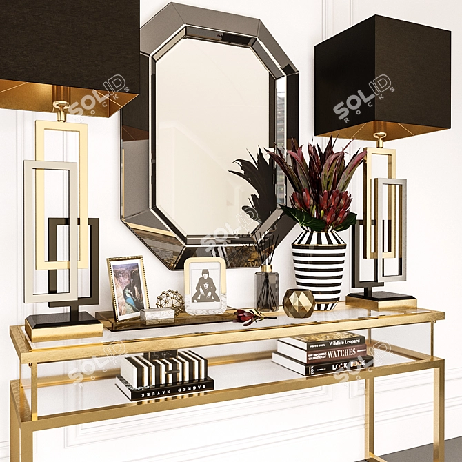 Elegant Gold Harvey Console: Perfect for Glamorous Spaces 3D model image 5