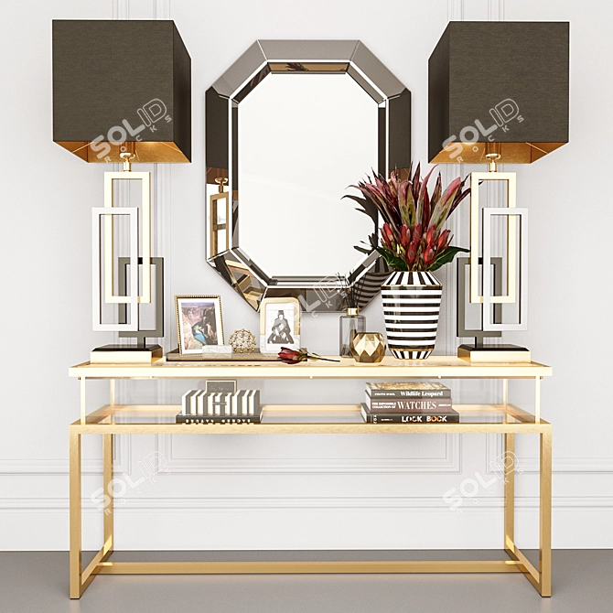 Elegant Gold Harvey Console: Perfect for Glamorous Spaces 3D model image 7