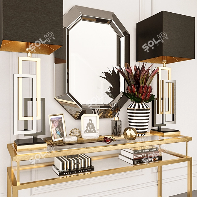 Elegant Gold Harvey Console: Perfect for Glamorous Spaces 3D model image 8