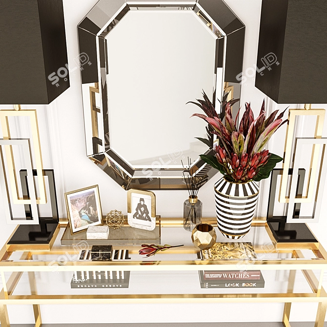 Elegant Gold Harvey Console: Perfect for Glamorous Spaces 3D model image 9