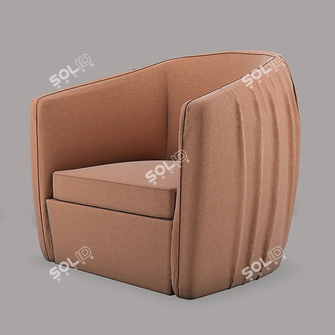 Aria Pleated Swivel Chair: Elegant Single Sofa 3D model image 2