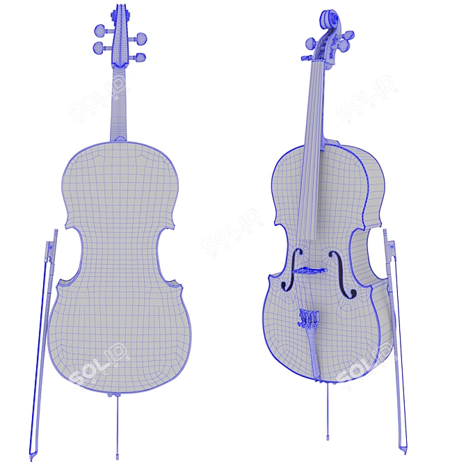 Pristine PBR Cello Set 3D model image 7