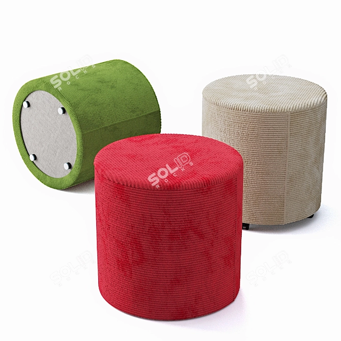 Velvet Pouf: Removable Cover, Customizable Size 3D model image 1