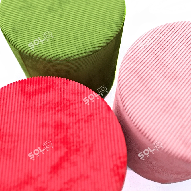 Velvet Pouf: Removable Cover, Customizable Size 3D model image 2