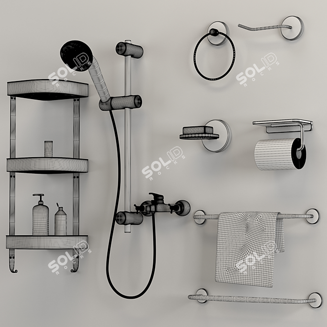 Luxury Bathroom Set: Soap, Shampoo, Towels 3D model image 15