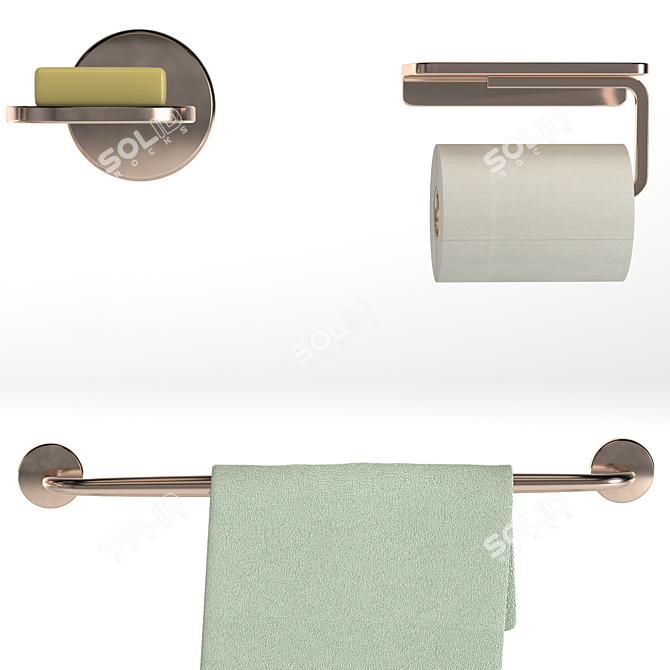 Luxury Bathroom Set: Soap, Shampoo, Towels 3D model image 4