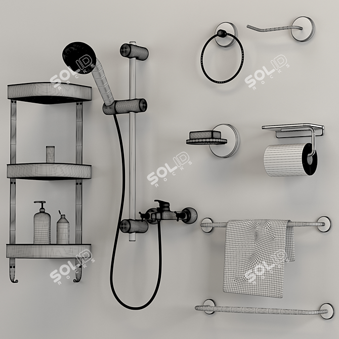 Luxury Bathroom Set: Soap, Shampoo, Towels 3D model image 6