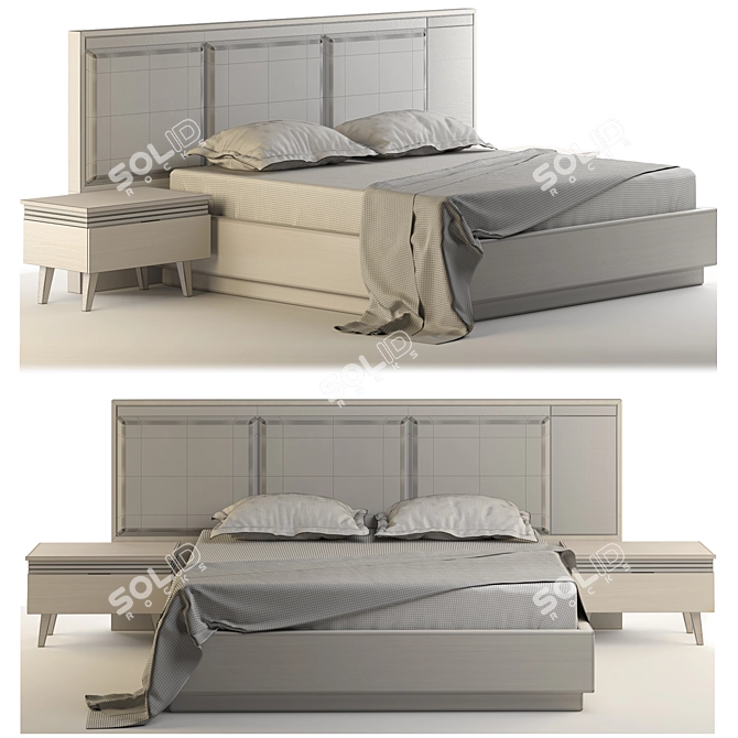 Premium Contemporary Bed Frame 3D model image 2
