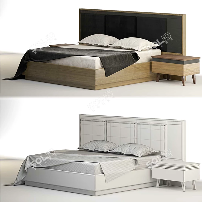 Premium Contemporary Bed Frame 3D model image 4