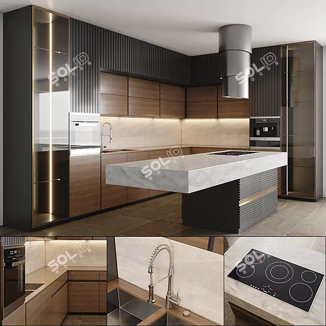 Modern Kitchen Set 3D model image 1