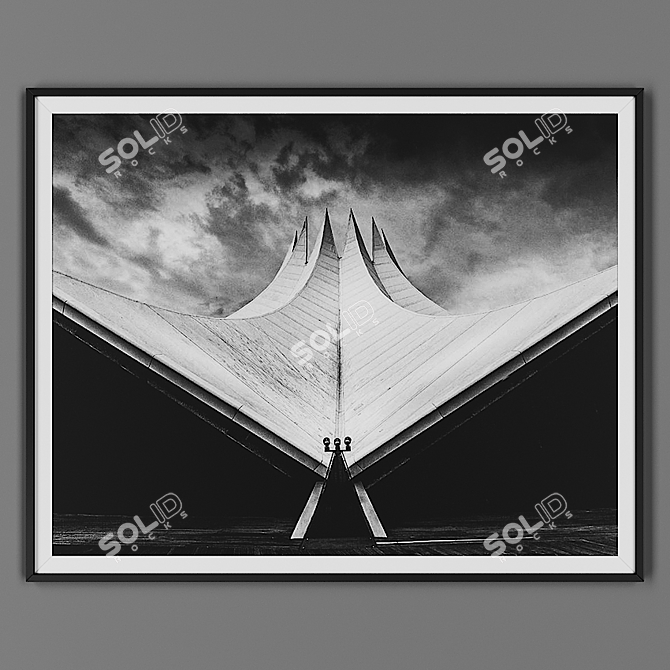 Elegant Black Picture Frame 3D model image 1