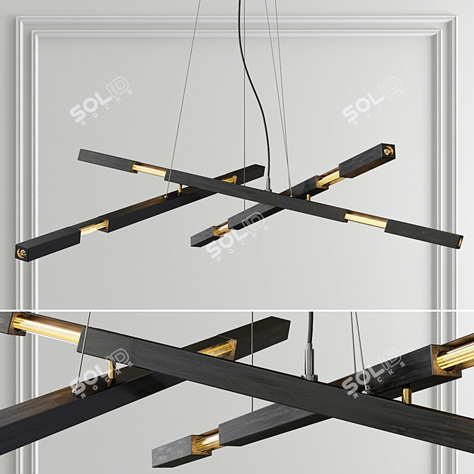 Elegant Brass Chandelier Trio 3D model image 4