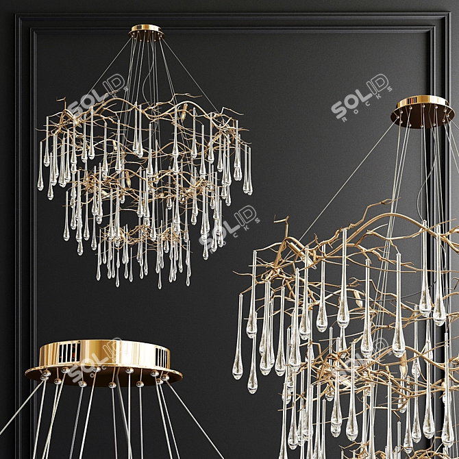 Elegant Branched Crystal Chandelier 3D model image 2