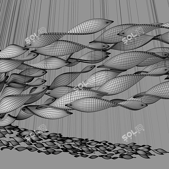 Vibrant Glass Wave Chandelier 3D model image 2