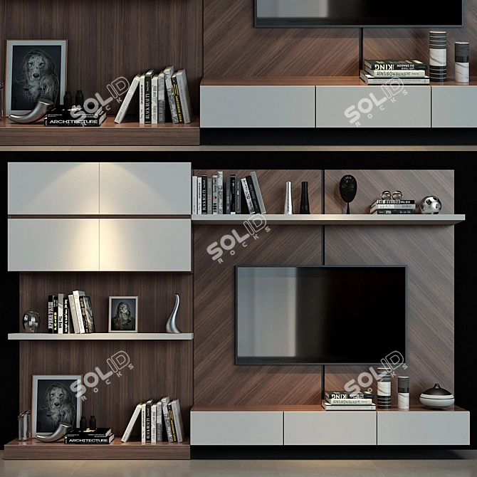 Title: Versatile TV Wall with Decor 3D model image 1