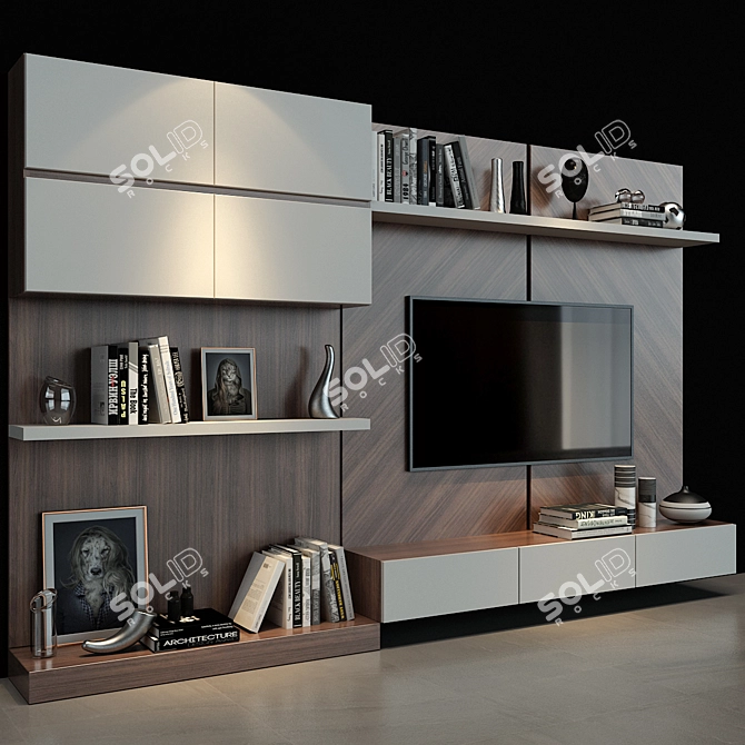 Title: Versatile TV Wall with Decor 3D model image 2