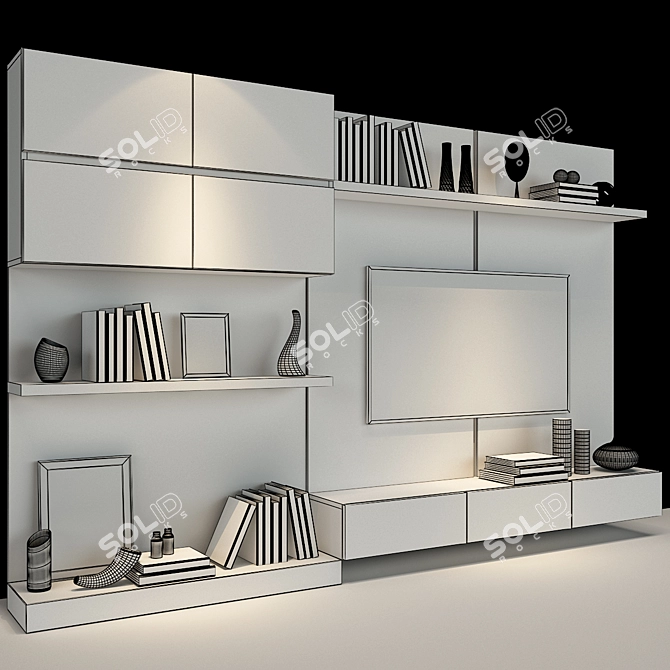 Title: Versatile TV Wall with Decor 3D model image 3