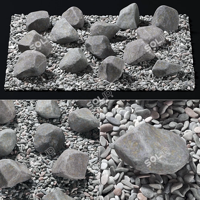 Pebble Stone Street Decor: Square and Sophisticated 3D model image 1