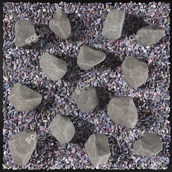 Pebble Stone Street Decor: Square and Sophisticated 3D model image 4