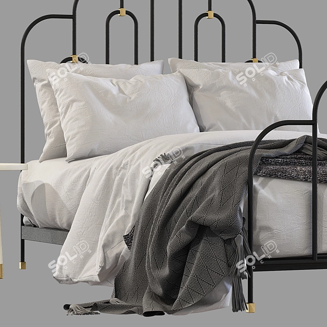 Art Deco Bed - 130x200cm Mattress Size 3D model image 4