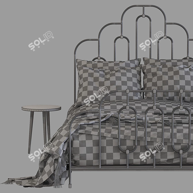 Art Deco Bed - 130x200cm Mattress Size 3D model image 5