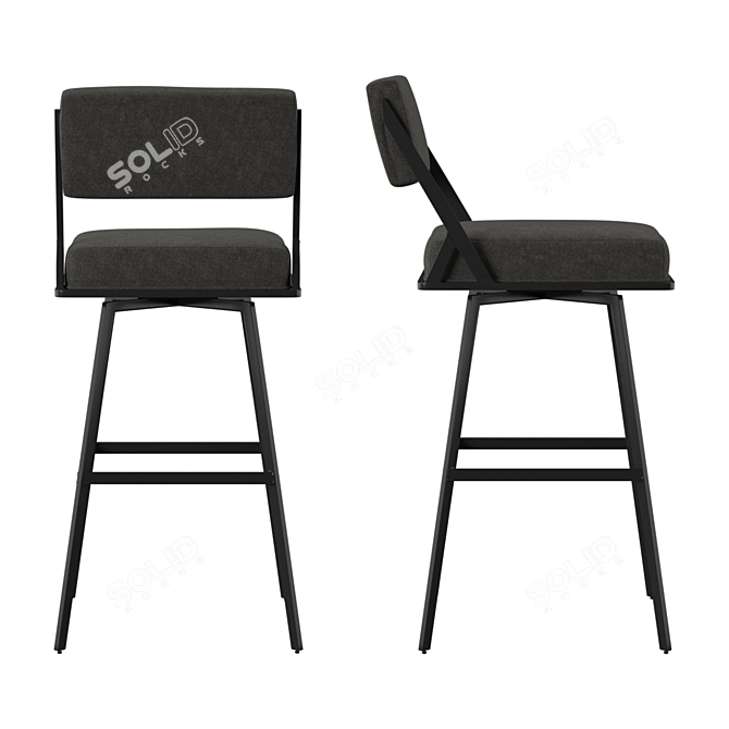 Stylish Upholstered Bar Chair 3D model image 2