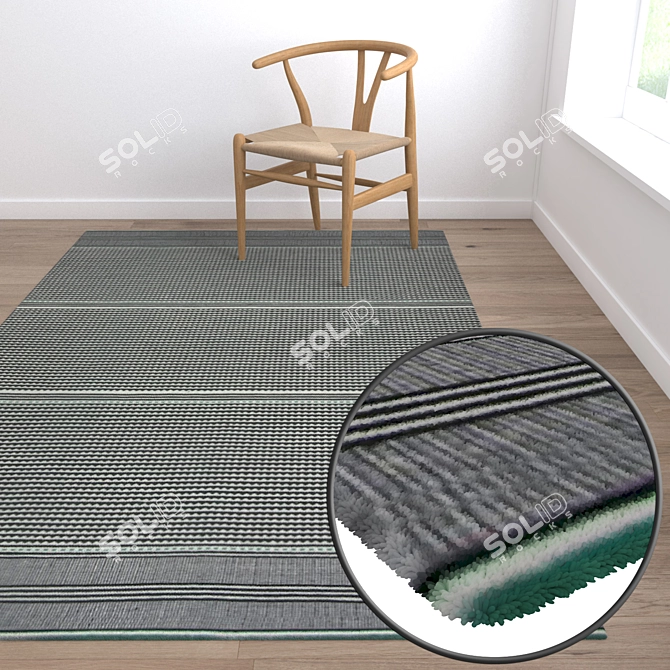 Versatile 3-Piece Carpet Set 3D model image 5